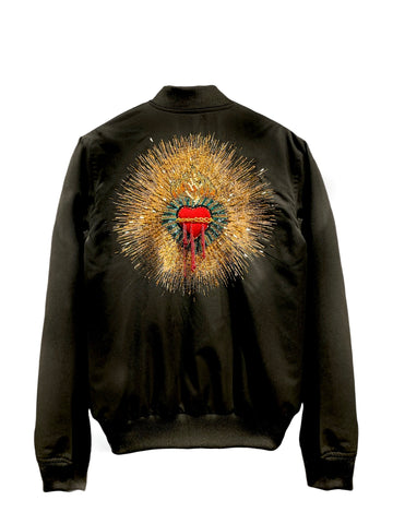 3D Embroidered Heart Bomber